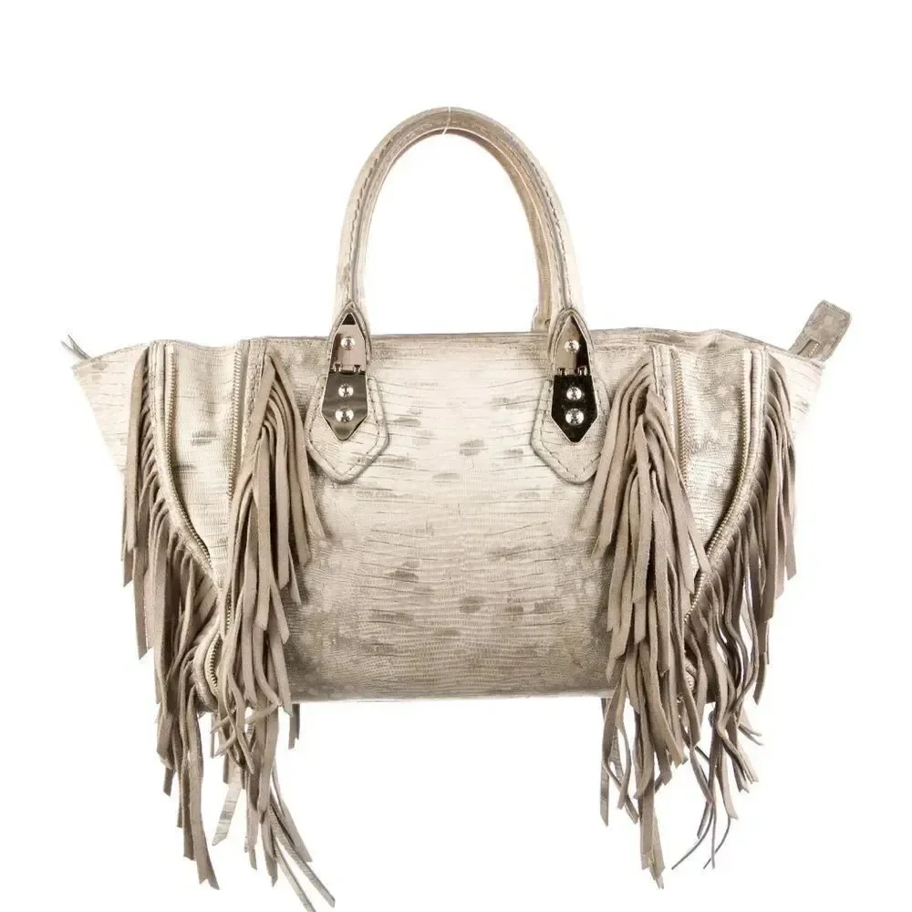 Henri Bendel Brunch Fringed Tote - Lizard